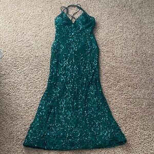 Blondie Nites Teal Sequin Gown